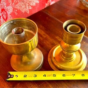 Set of 2 Heavy Solid Brass Candlestick Holders